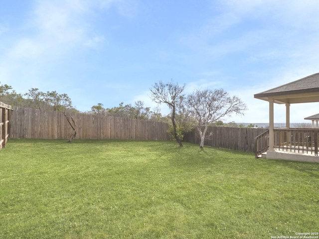 view of yard with a fenced backyard