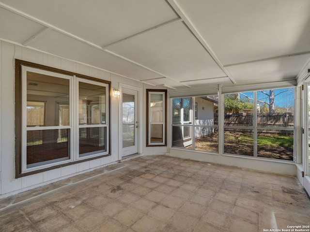 view of unfurnished sunroom