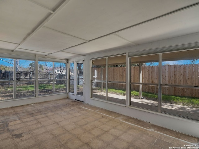 view of unfurnished sunroom