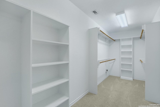 walk in closet featuring carpet and visible vents