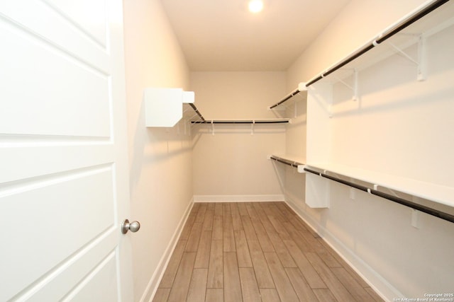 spacious closet with light wood-style flooring