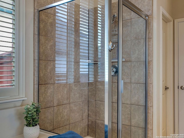 full bathroom featuring a stall shower