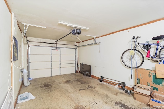 garage with a garage door opener