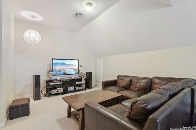 17110 Eagle Holw, San Antonio, TX 78248 - carpeted living room with baseboards, visible vents, and vaulted ceiling