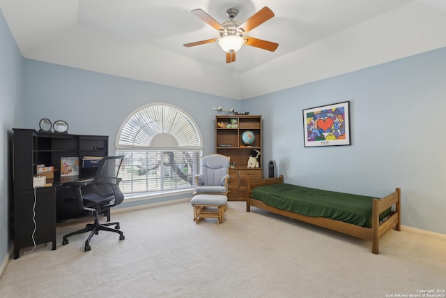 17110 Eagle Holw, San Antonio, TX 78248 - carpeted bedroom featuring a raised ceiling, a ceiling fan, and baseboards