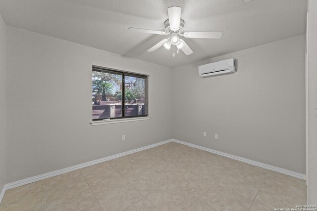 1300 Windmill Dr, La Vernia, TX 78121 - empty room featuring baseboards, an AC wall unit, and ceiling fan