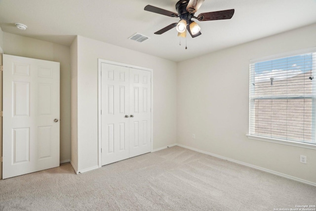 7207 Anacua Crk, San Antonio, TX 78253 - unfurnished bedroom with carpet flooring, a closet, baseboards, and ceiling fan