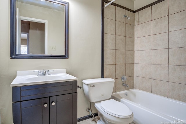 full bathroom with toilet, shower / bathtub combination, and vanity