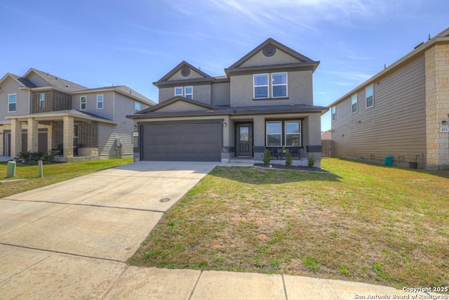 417 Briarfield, Seguin, TX 78155 - view of front of property featuring stucco siding, an attached garage, concrete driveway, and a front lawn