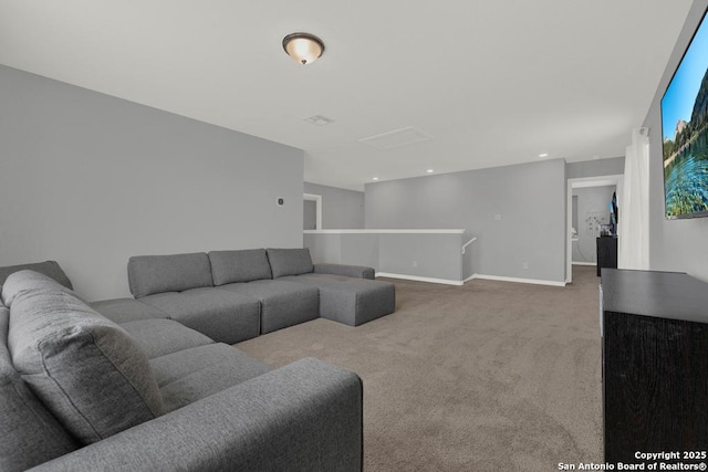 417 Briarfield, Seguin, TX 78155 - living area featuring recessed lighting, baseboards, and carpet floors