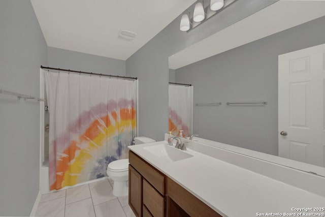 417 Briarfield, Seguin, TX 78155 - full bath featuring tile patterned floors, visible vents, toilet, and vanity