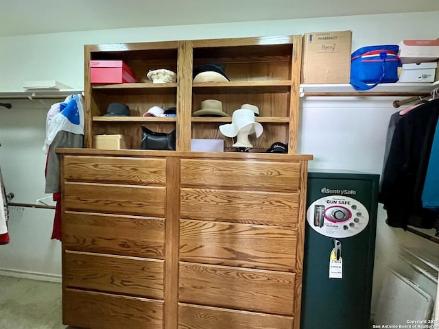 walk in closet featuring carpet floors