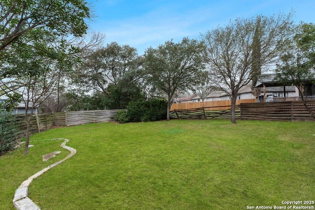 view of yard featuring a fenced backyard