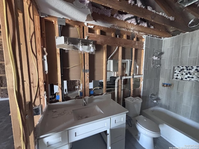 full bathroom featuring vanity, toilet, and shower / bathtub combination