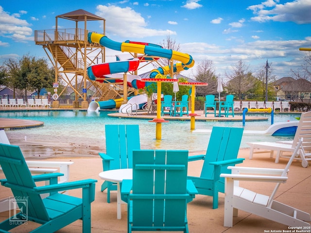 view of play area with fence