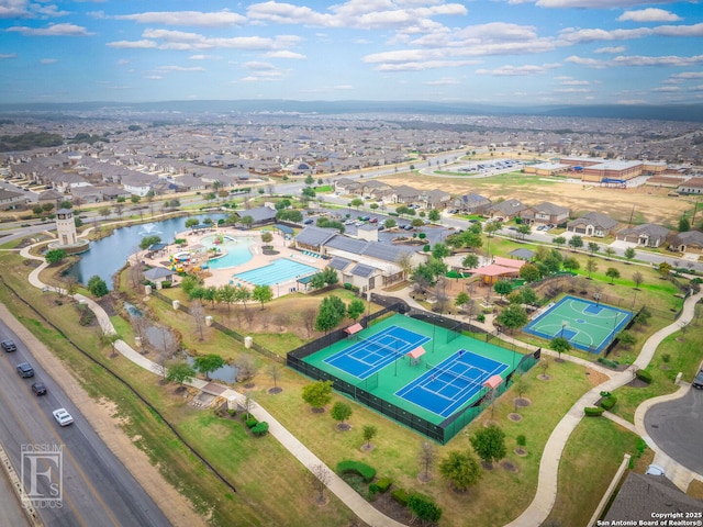 drone / aerial view with a residential view