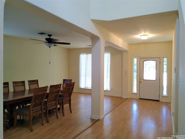 entrance foyer featuring light wood-style floors, baseboards, and visible vents