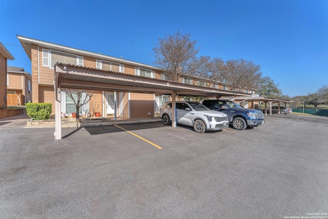 view of covered parking lot