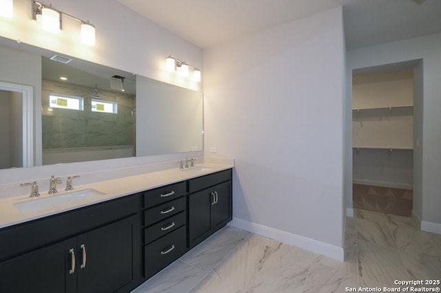 2614 Vistablue, San Antonio, TX 78245 - full bath with a sink, visible vents, baseboards, and a walk in shower