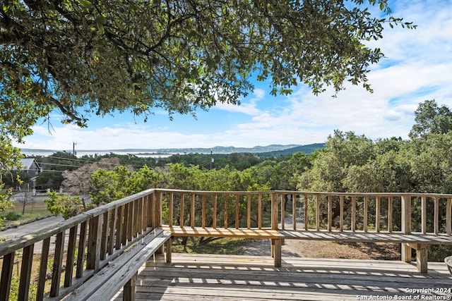 deck with a view of trees