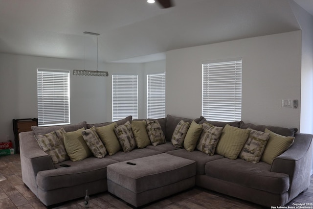 living room with wood finished floors