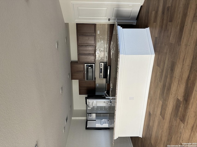 kitchen with a textured wall