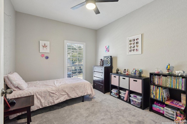 bedroom with carpet and ceiling fan