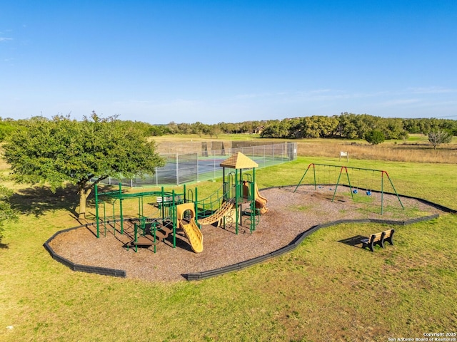 community playground with a yard