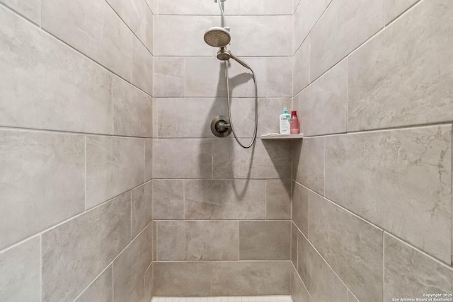 interior details featuring tiled shower