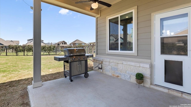 view of patio / terrace featuring grilling area and ceiling fan