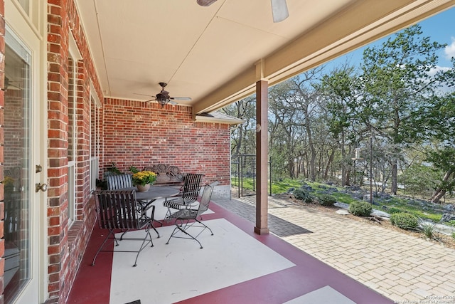 view of patio / terrace with ceiling fan