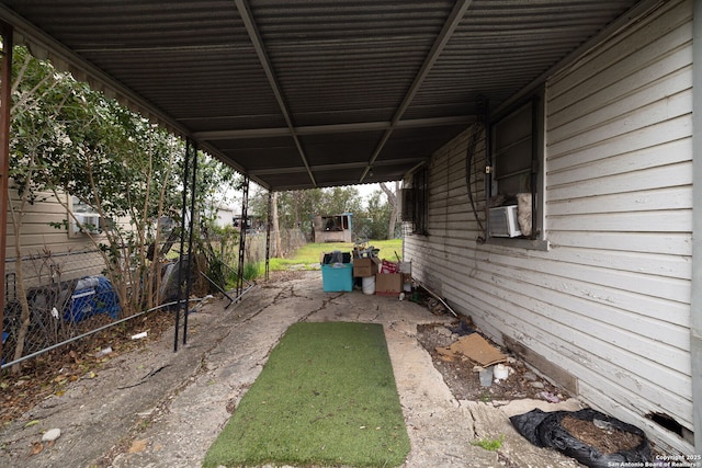 view of yard featuring cooling unit and fence