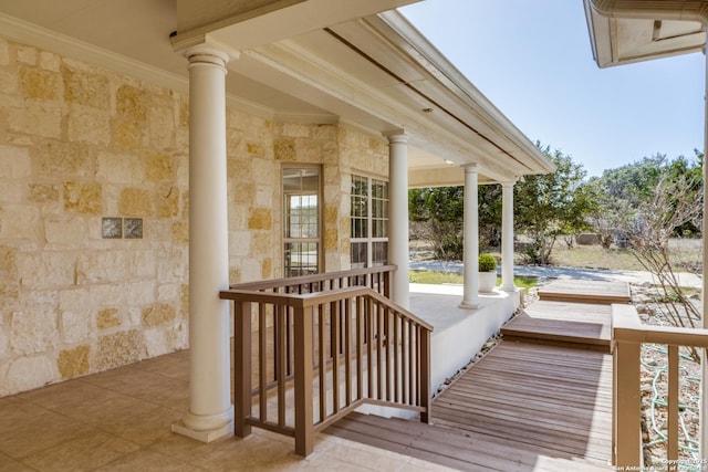 deck with covered porch