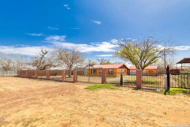 view of yard with a fenced front yard