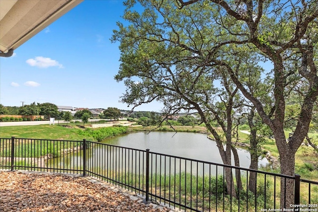 property view of water with fence