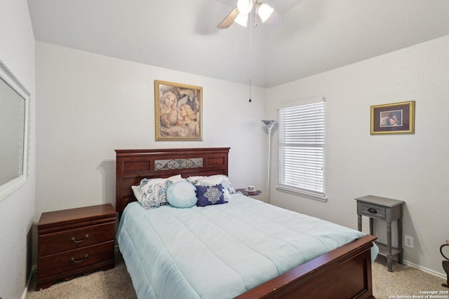 bedroom with vaulted ceiling and ceiling fan