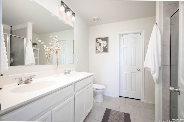 7611 Ponderosa Pne, Boerne, TX 78015 - full bath with tile patterned floors, a sink, a shower stall, and double vanity