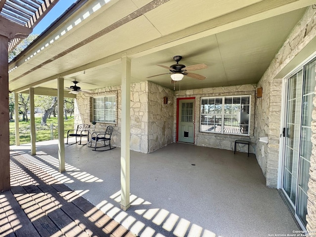 view of patio with a ceiling fan