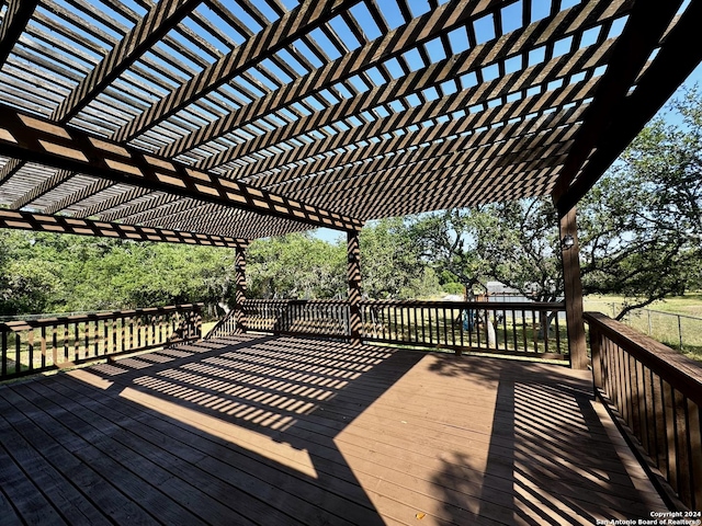 wooden terrace featuring a pergola