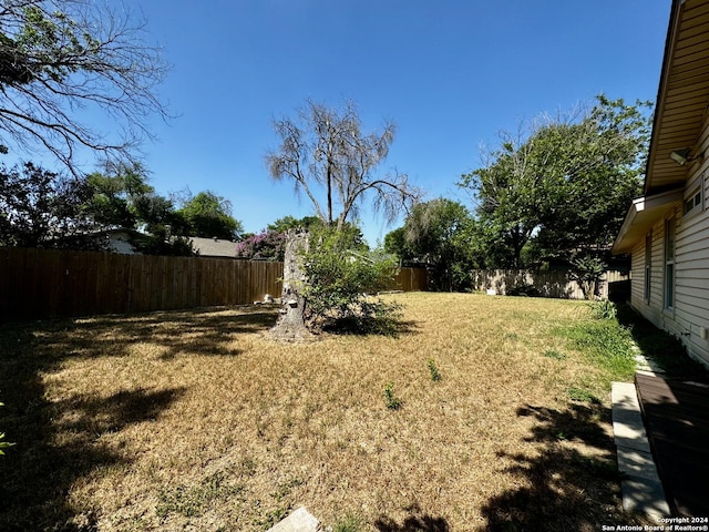 view of yard with a fenced backyard