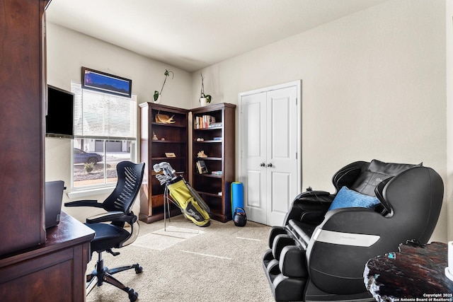 view of carpeted office space