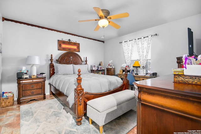 bedroom featuring a ceiling fan