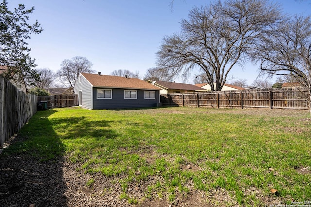 view of yard featuring a fenced backyard