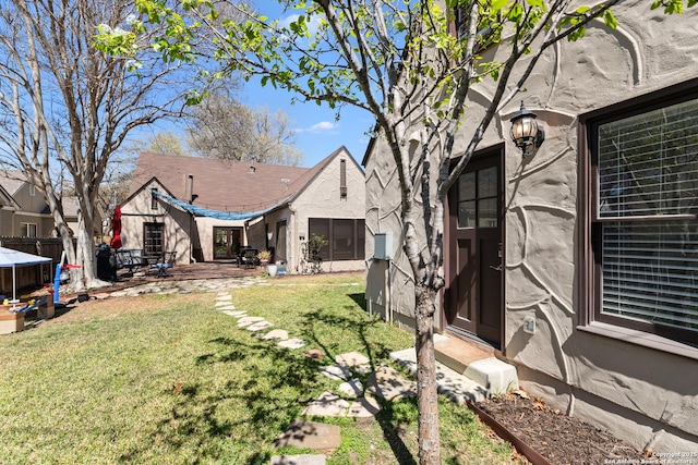 view of yard with a patio area and fence