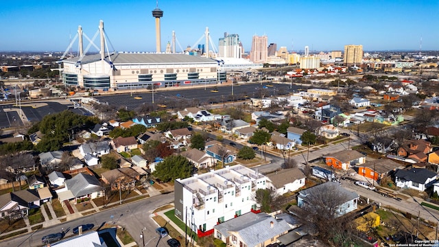 drone / aerial view featuring a city view