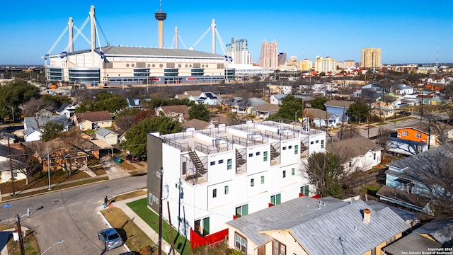 bird's eye view with a city view