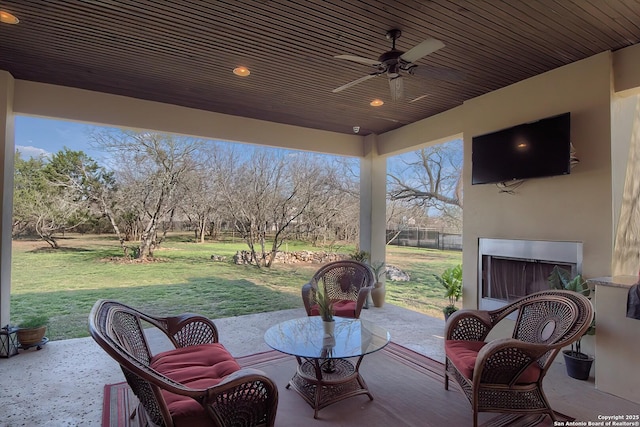 view of patio with a ceiling fan