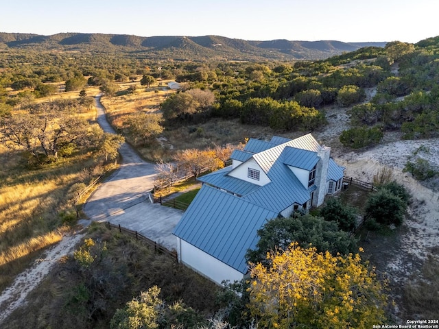 drone / aerial view with a mountain view