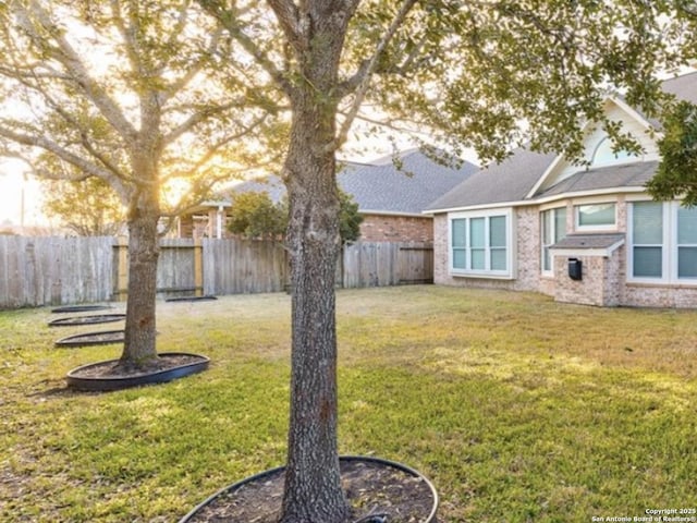 view of yard with a fenced backyard