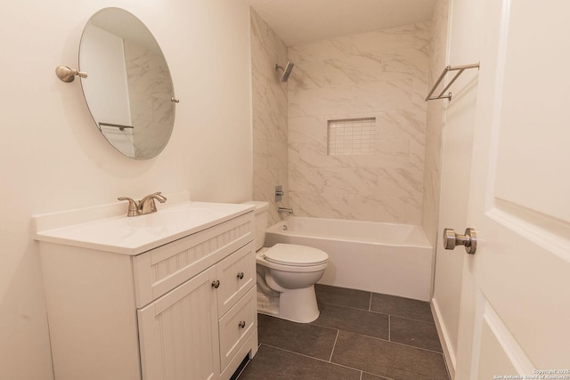 full bath featuring vanity, tile patterned floors, toilet, and shower / bath combination